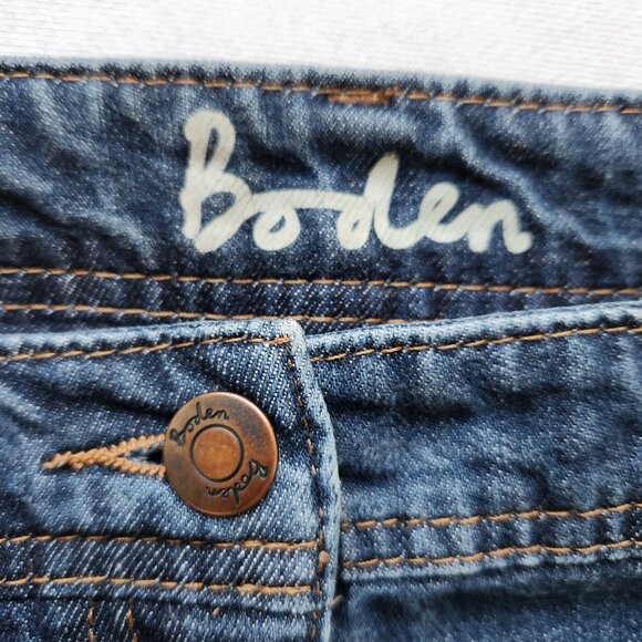 Boden Denim Jean A-Line Skirt Pockets Blue Casual Preppy Academic Cute Size 14 - Picture 4 of 11